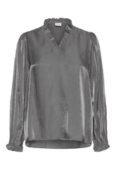 Fransa Yolanda Blouse - Gray Pinstripe